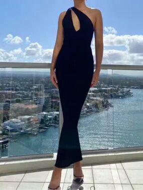 Scanlan Theodore Turban Twist Black Crepe Knit Gown Small